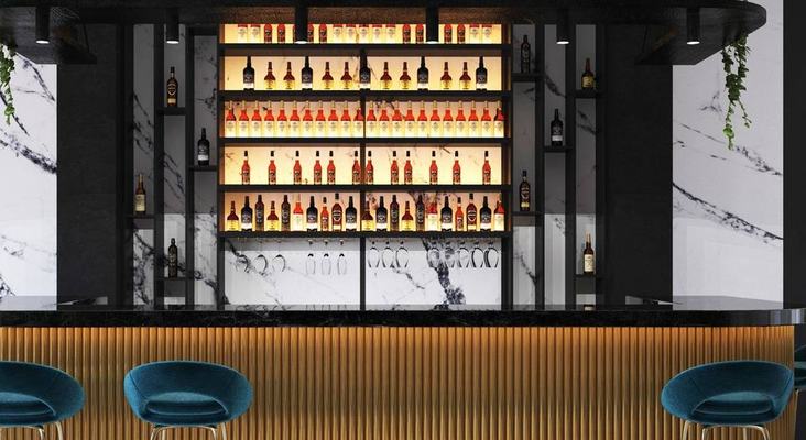 Bar med messingfront